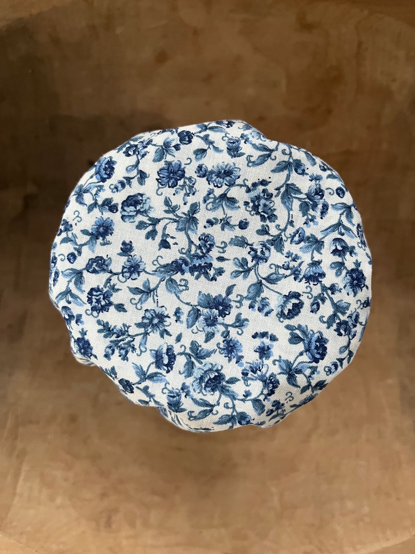 Hand Made 100% Cotton Jar Covers (Blue Floral)